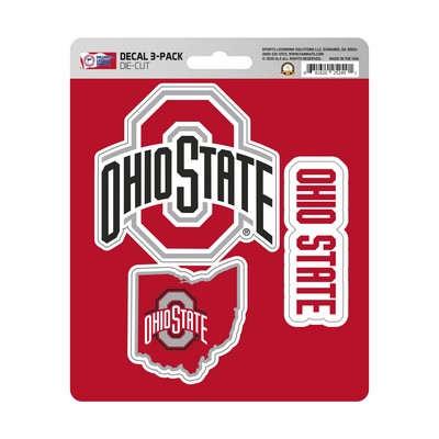 Fan Mats  LLC Ohio State Buckeyes Decal 3-pk Red, Black