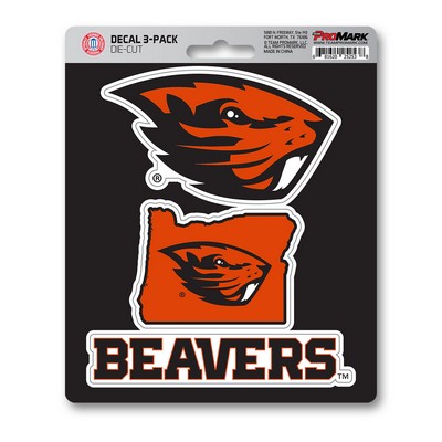 Fan Mats  LLC Oregon State Beavers Decal 3-pk Orange & Black