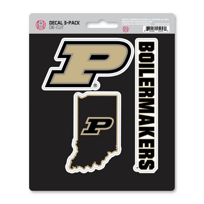 Fan Mats  LLC Purdue Boilermakers Decal 3-pk Black