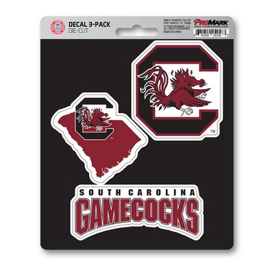 Fan Mats  LLC South Carolina Gamecocks Decal 3-pk Maroon, White & Black