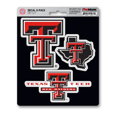 Fan Mats  LLC Texas Tech Red Raiders Decal 3-pk Red & Black