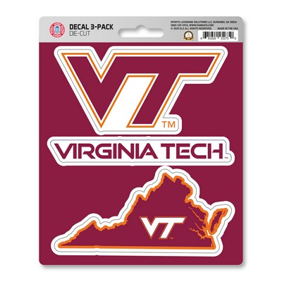 Fan Mats  LLC Virginia Tech Hokies Decal 3-pk Maroon