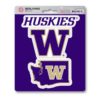 Fan Mats  LLC Washington Huskies Decal 3-pk Purple