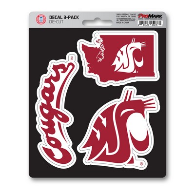 Fan Mats  LLC Washington State Cougars Decal 3-pk Red