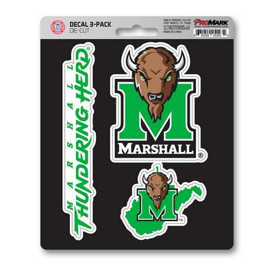 Fan Mats  LLC Marshall Thundering Herd Decal 3-pk Green