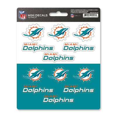 Fan Mats  LLC Miami Dolphins Mini Decal 12-pk Teal