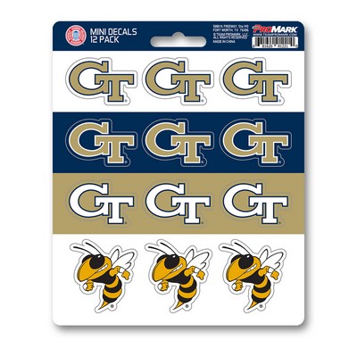 Fan Mats  LLC Georgia Tech Yellow Jackets Mini Decal 12-pk Blue & Gold