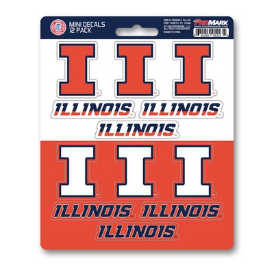 Fan Mats  LLC Illinois Illini Mini Decal 12-pk Blue & Orange