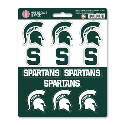 Fan Mats  LLC Michigan State Spartans Mini Decal 12-pk Green