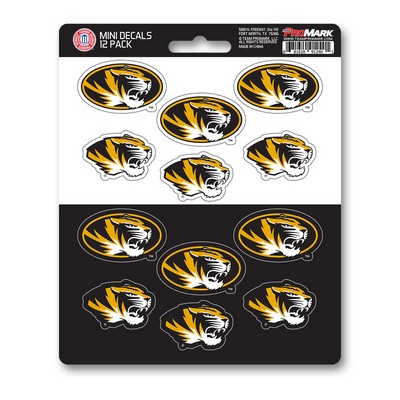 Fan Mats  LLC Missouri Tigers Mini Decal 12-pk Yellow & Black