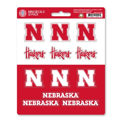 Fan Mats  LLC Nebraska Cornhuskers Mini Decal 12-pk Red