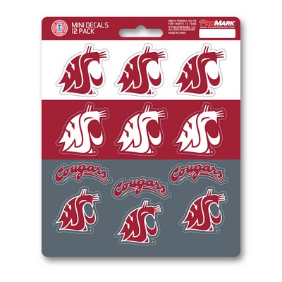 Fan Mats  LLC Washington State Cougars Mini Decal 12-pk Red