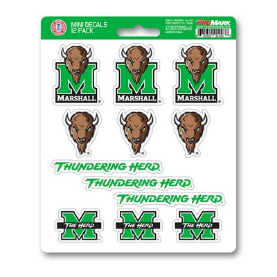 Fan Mats  LLC Marshall Thundering Herd Mini Decal 12-pk Green