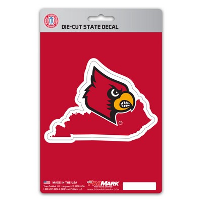 Fan Mats  LLC Louisville Cardinals State Shape Decal Red