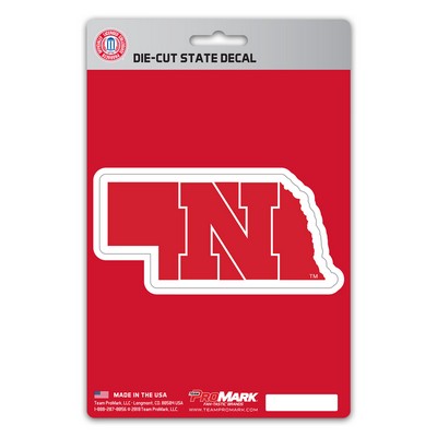 Fan Mats  LLC Nebraska Cornhuskers State Shape Decal Red