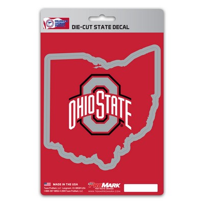 Fan Mats  LLC Ohio State Buckeyes State Shape Decal Red & Black