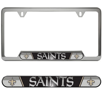 Fan Mats  LLC New Orleans Saints Embossed License Plate Frame Black