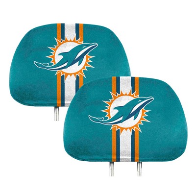 Fan Mats  LLC Miami Dolphins Printed Headrest Cover Aqua