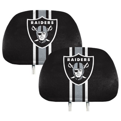 Fan Mats  LLC Las Vegas Raiders Printed Headrest Cover Gray & Black