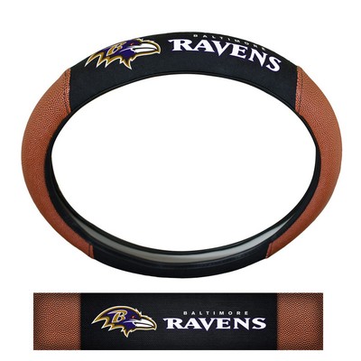 Fan Mats  LLC Baltimore Ravens Sports Grip Steering Wheel Cover Tan & Black