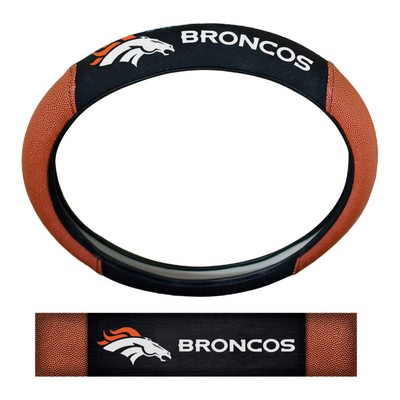 Fan Mats  LLC Denver Broncos Sports Grip Steering Wheel Cover Tan & Black