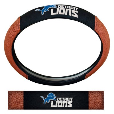 Fan Mats  LLC Detroit Lions Sports Grip Steering Wheel Cover Tan & Black