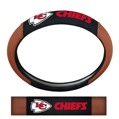 Fan Mats  LLC Kansas City Chiefs Sports Grip Steering Wheel Cover Tan & Black