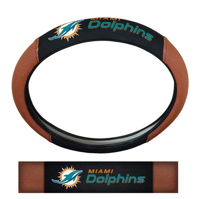 Fan Mats  LLC Miami Dolphins Sports Grip Steering Wheel Cover Tan & Black