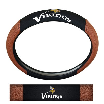 Fan Mats  LLC Minnesota Vikings Sports Grip Steering Wheel Cover Tan & Black