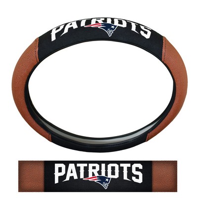 Fan Mats  LLC New England Patriots Sports Grip Steering Wheel Cover Tan & Black