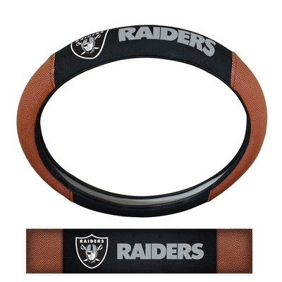 Fan Mats  LLC Las Vegas Raiders Sports Grip Steering Wheel Cover Tan & Black