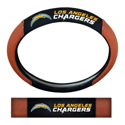 Fan Mats  LLC Los Angeles Chargers Sports Grip Steering Wheel Cover Tan & Black