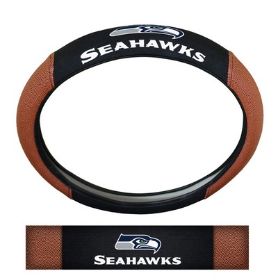 Fan Mats  LLC Seattle Seahawks Sports Grip Steering Wheel Cover Tan & Black