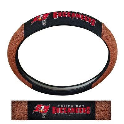 Fan Mats  LLC Tampa Bay Buccaneers Sports Grip Steering Wheel Cover Tan & Black