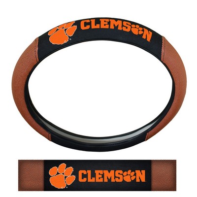 Fan Mats  LLC Clemson Tigers Sports Grip Steering Wheel Cover Tan & Black