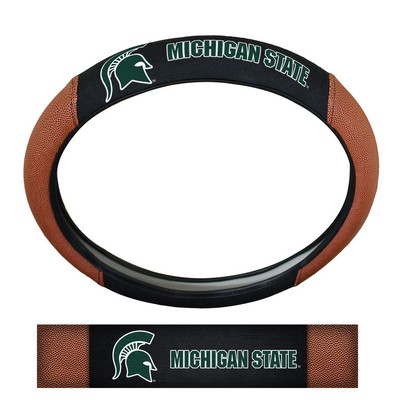 Fan Mats  LLC Michigan State Spartans Sports Grip Steering Wheel Cover Tan & Black