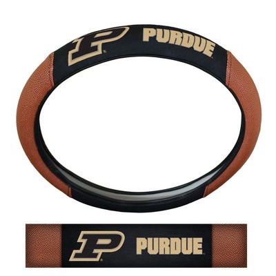 Fan Mats  LLC Purdue Boilermakers Sports Grip Steering Wheel Cover Tan & Black