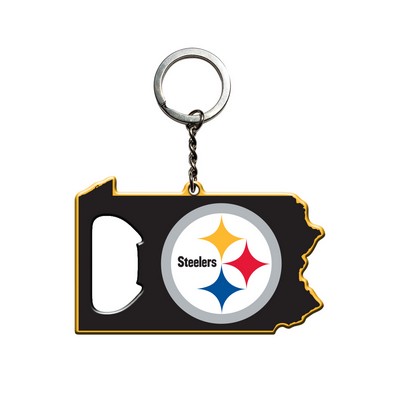 Fan Mats  LLC Pittsburgh Steelers Keychain Bottle Opener Black