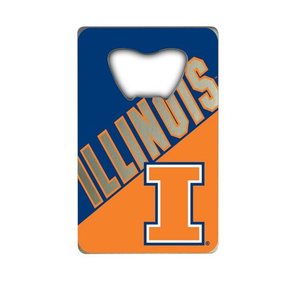 Fan Mats  LLC Illinois Illini Credit Card Bottle Opener Yellow, Black & Silver