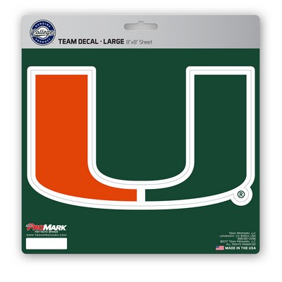 Fan Mats  LLC Miami Hurricanes Large Decal Green & Orange