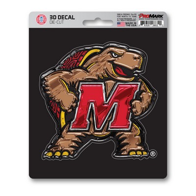 Fan Mats  LLC Maryland Terrapins 3D Decal Tan & Red