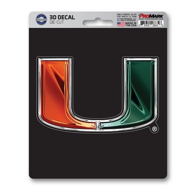 Fan Mats  LLC Miami Hurricanes 3D Decal Green & Orange