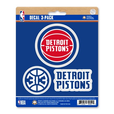 Fan Mats  LLC Detroit Pistons Decal 3-pk Blue