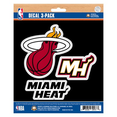 Fan Mats  LLC Miami Heat Decal 3-pk Black