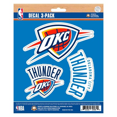 Fan Mats  LLC Oklahoma City Thunder Decal 3-pk Blue