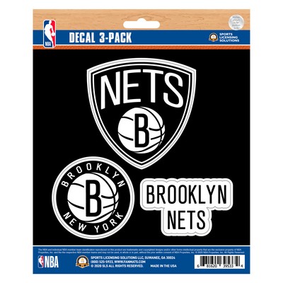 Fan Mats  LLC Brooklyn Nets Decal 3-pk Black