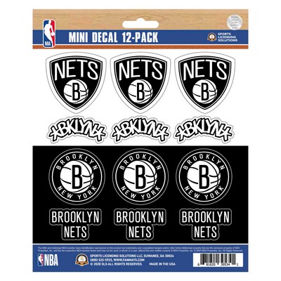 Fan Mats  LLC Brooklyn Nets Mini Decal 12-pk Black