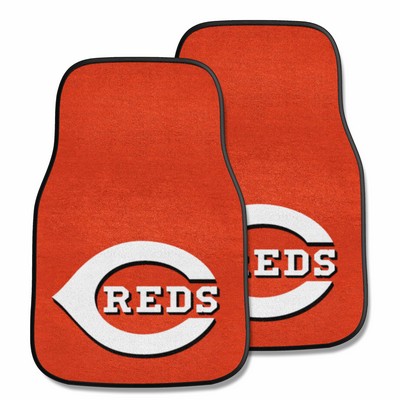 Fan Mats  LLC Cincinnati Reds 2-pc Carpet Car Mat Set Black