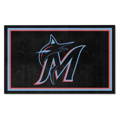 Fan Mats  LLC Miami Marlins 4x6 Rug Black