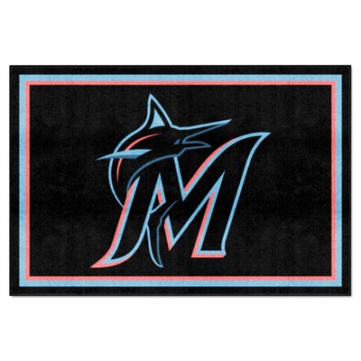 Fan Mats  LLC Miami Marlins 5x8 Rug Black